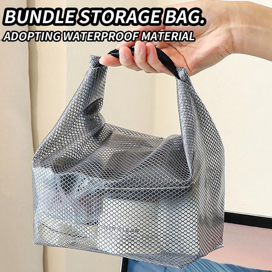 Waterproof Mesh Toiletry Bag, Drawstring Cosmetic Organizer with Quick-Release Buckle, Transparent Pouch for Travel, Gym, and Ba