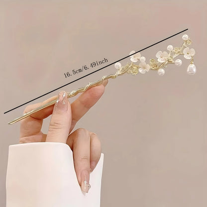 Floral Tassel Hair Sticks — Single or 6-Piece Set
