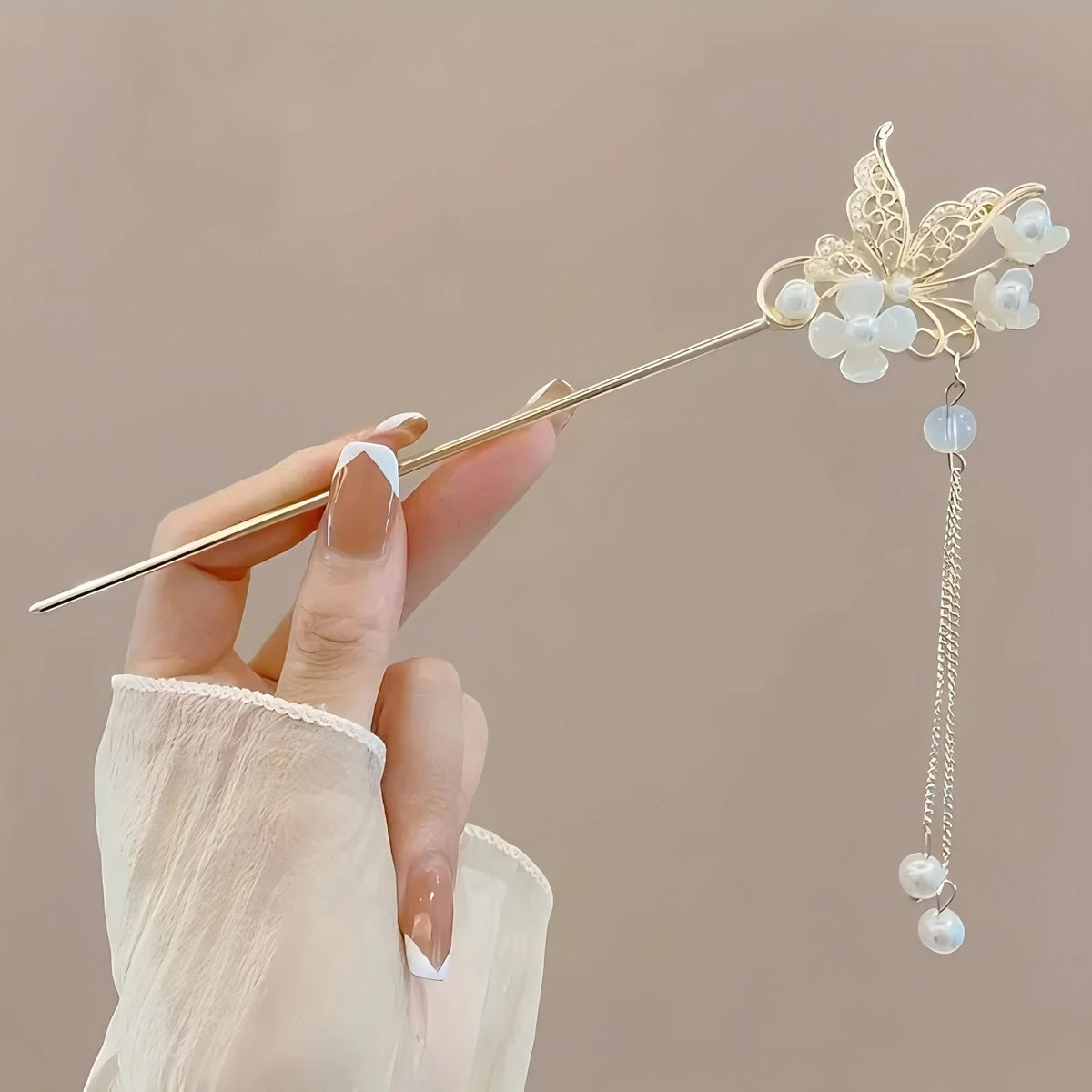 Floral Tassel Hair Sticks — Single or 6-Piece Set