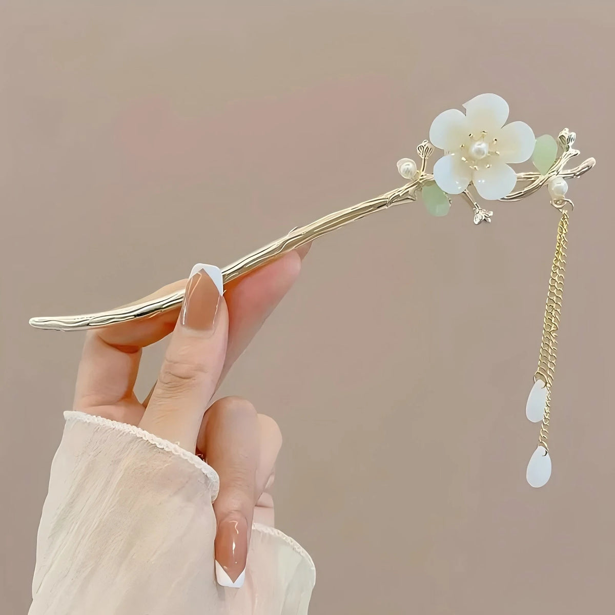 Floral Tassel Hair Sticks — Single or 6-Piece Set